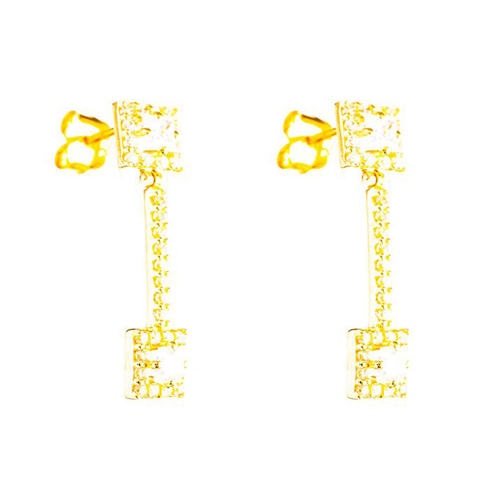 Σκουλαρίκια Κρεμαστά με άσπρα zirgon Κίτρινο Χρυσό κ14 Gatsa ΣΚ2454