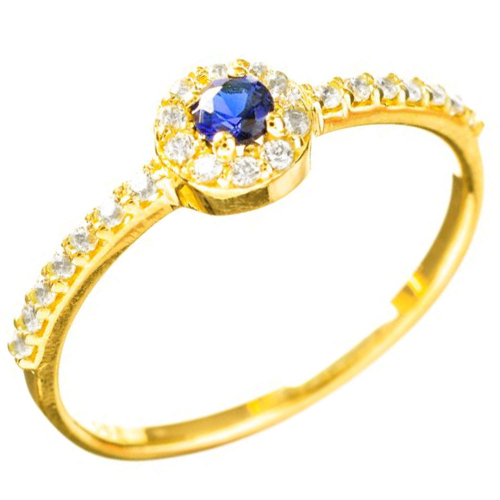 Δακτυλίδι Ροζέτα με άσπρα και μπλε zirgon Gatsa Ν55 σε Κίτρινο Χρυσό κ14 ΔΤ2461