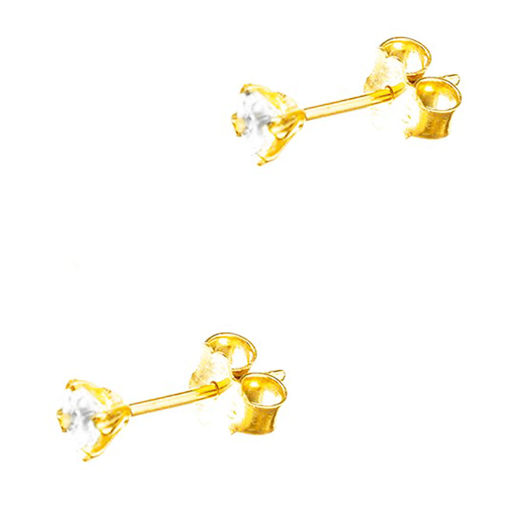 Σκουλαρίκια Καρφωτά σε Κίτρινο Χρυσό κ14 με άσπρο zirgon Gatsa ΣΚ2468