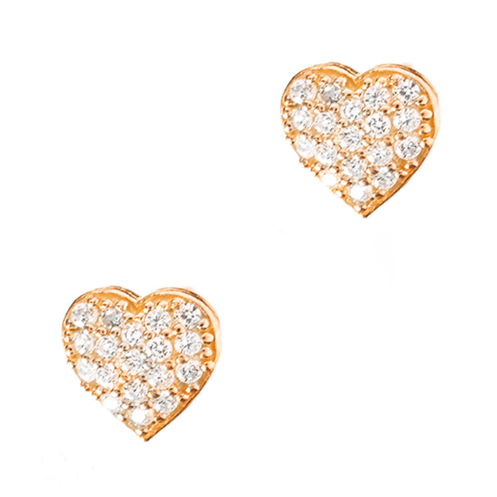 Σκουλαρίκια Καρδιές σε Ροζ Επιχρύσωμα Ασημένια 925 Gatsa 4081