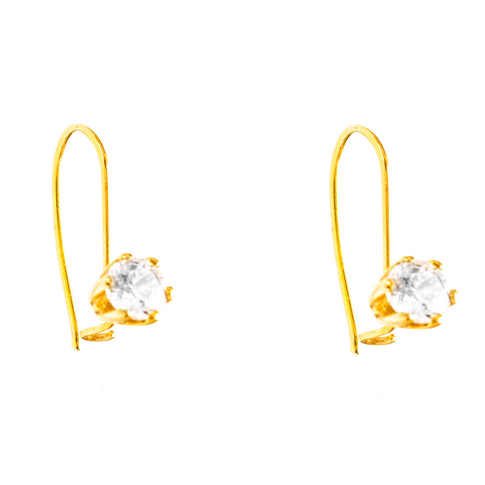 Σκουλαρίκια Κρεμαστά με Ζιργκόν άσπρα σε Κίτρινο Χρυσό κ14 Gatsa κωδ ΣΚ4683