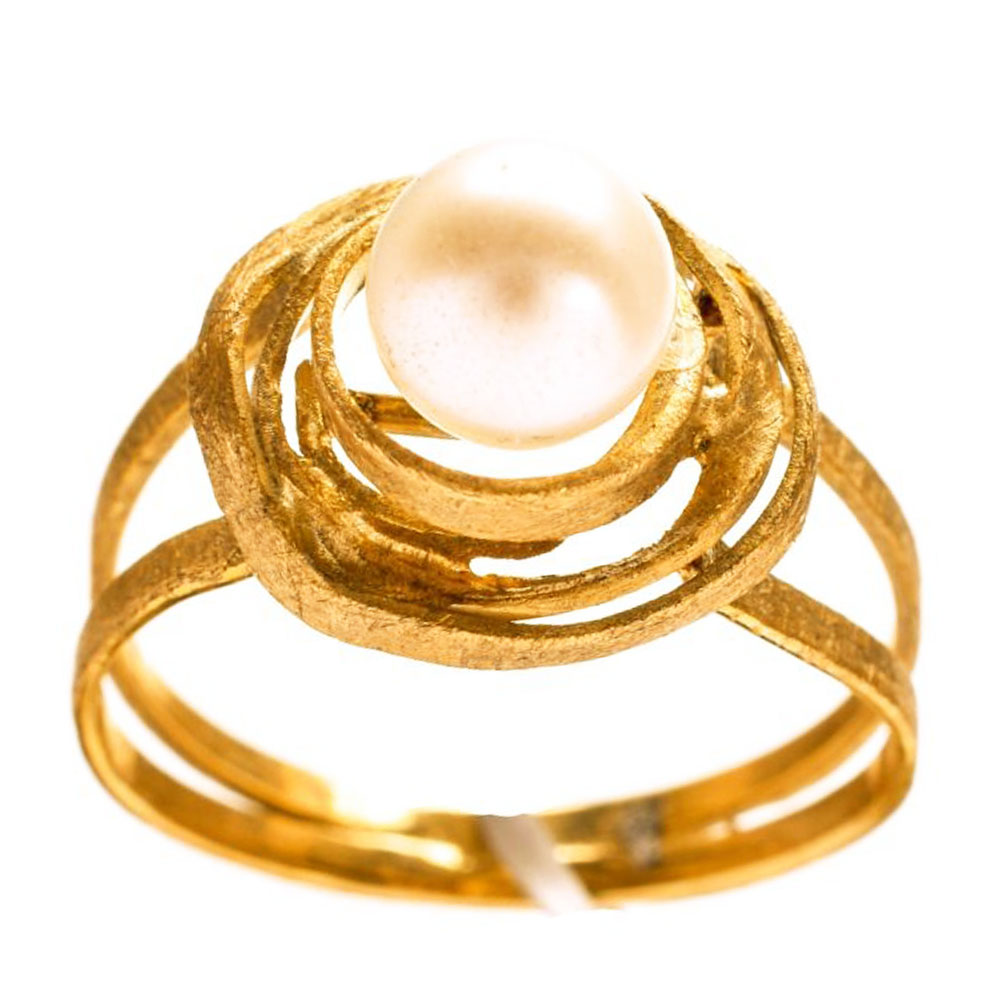 Δαχτυλίδι Χειροποίητο Κίτρινο Χρυσό με μαργαριτάρι κ14 Νο 55,Gatsa κωδ ΔΑ5324