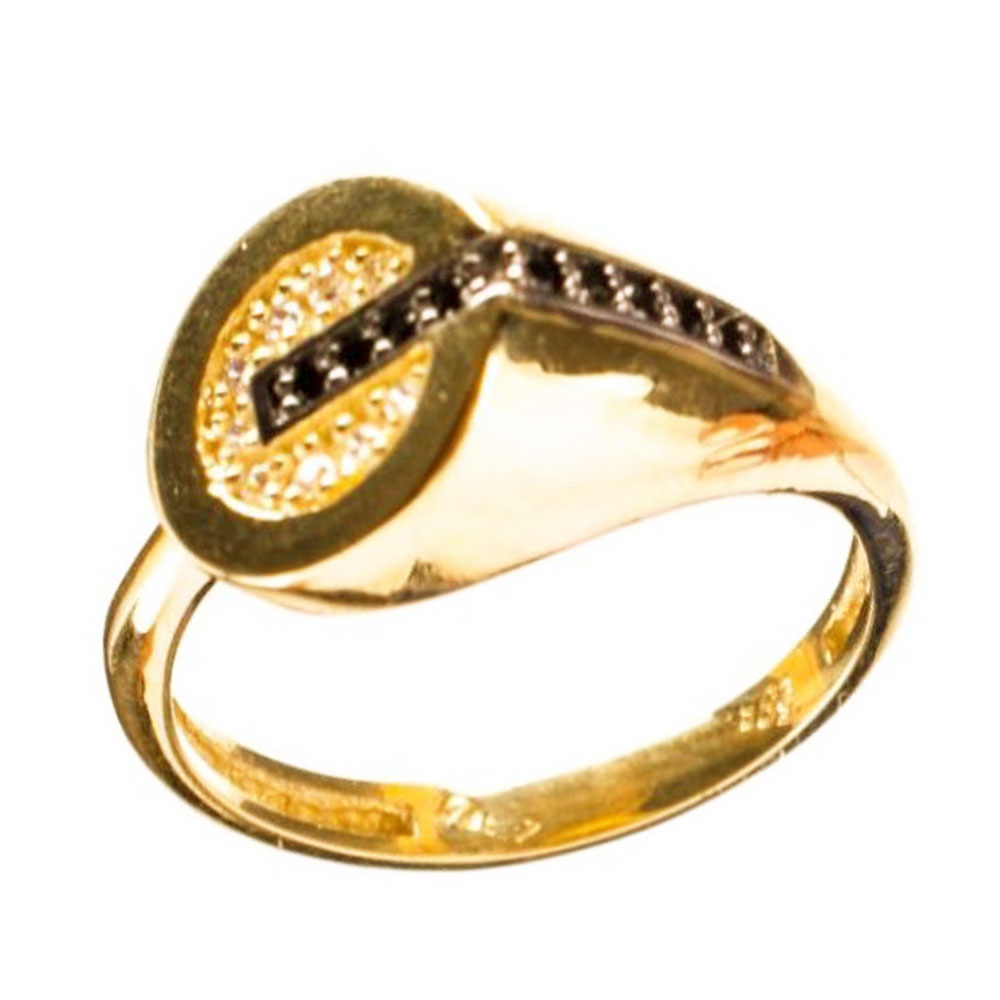 Δακτυλίδι σε Κίτρινο Χρυσό κ14 Sevaliere με ζιργκόν Νο 48,Gatsa κωδ ΔΤ5695
