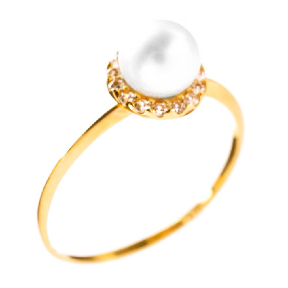 Δαχτυλίδι Κίτρινο Χρυσό με μαργαριτάρι και Ζιργκόν κ14 Νο 57,Gatsa κωδ ΔΑ5751