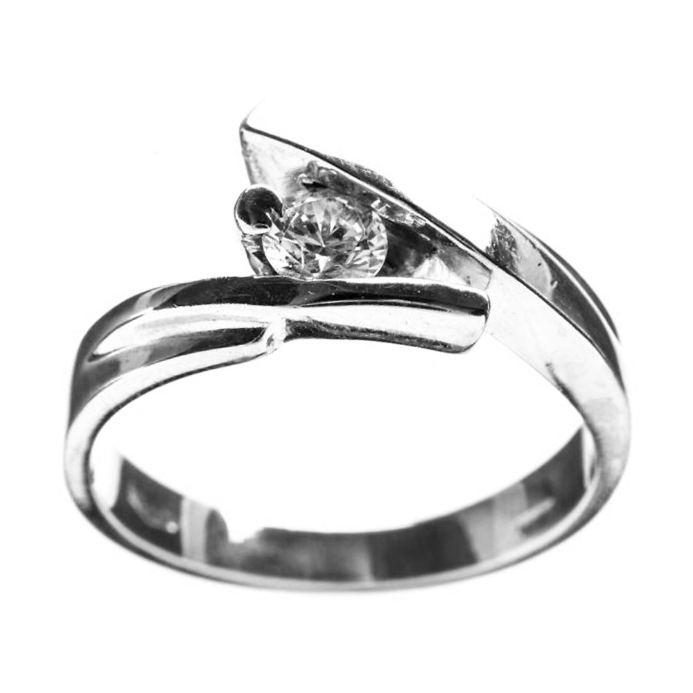 Δαχτυλίδι Λευκόχρυσο με Ζιργκόν άσπρα κ14 Νο 53,Gatsa κωδ ΔΑ5912