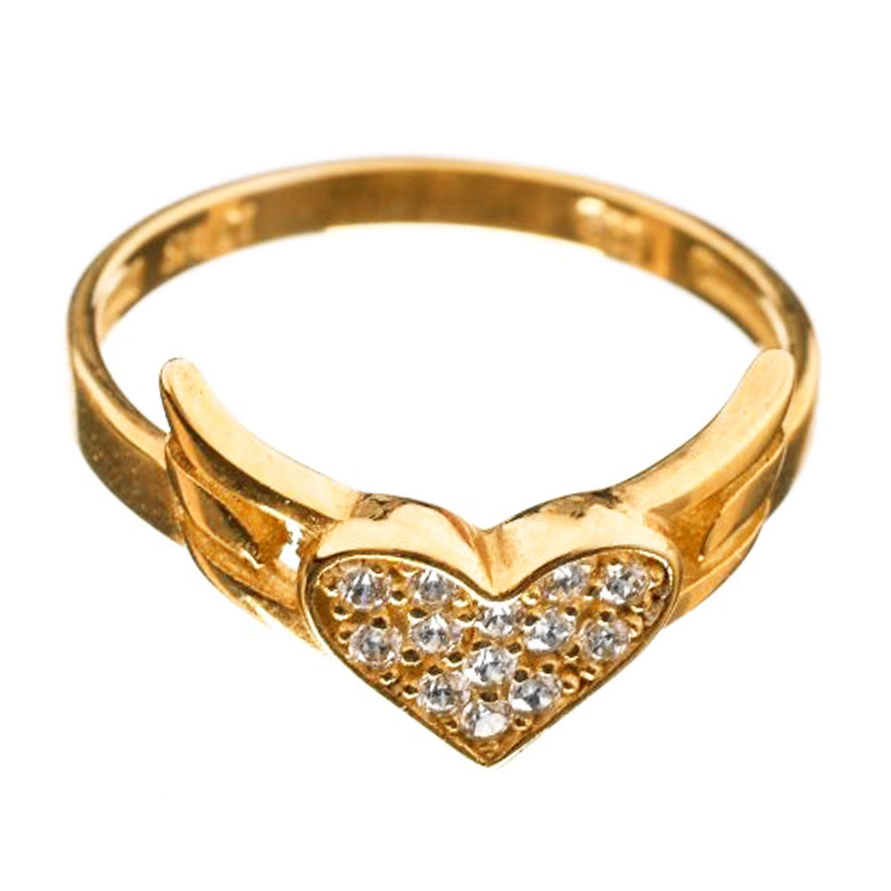 Δαχτυλίδι Καρδιά Κίτρινο Χρυσό με Ζιργκόν άσπρα κ14 Νο 50,Gatsa κωδ ΔΑ5813