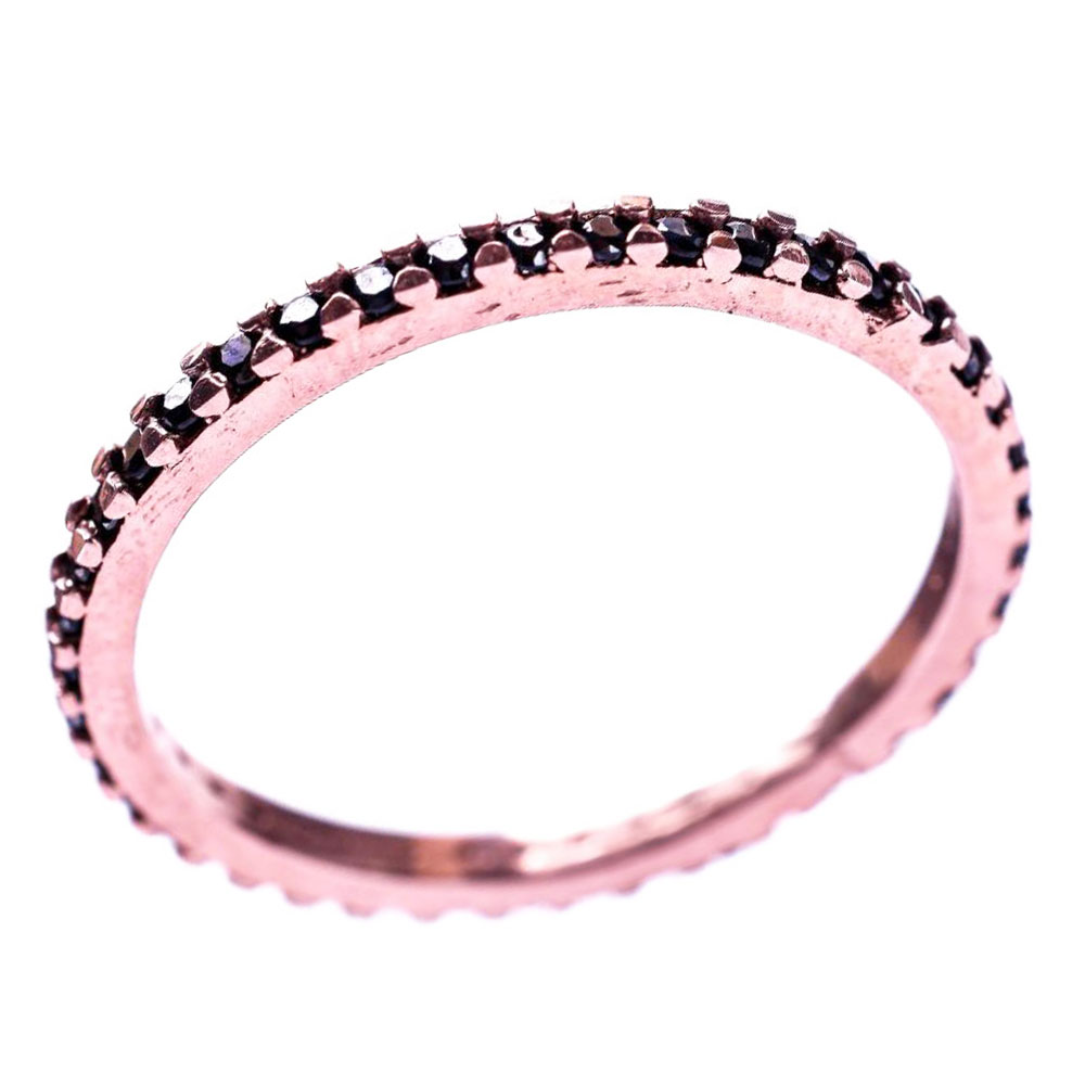 Δαχτυλίδι Σειρέ με μαύρα Ζιργκόν Επιχρυσωμένο Ροζ 925 Νο56 Gatsa κωδ ΔΑ5985