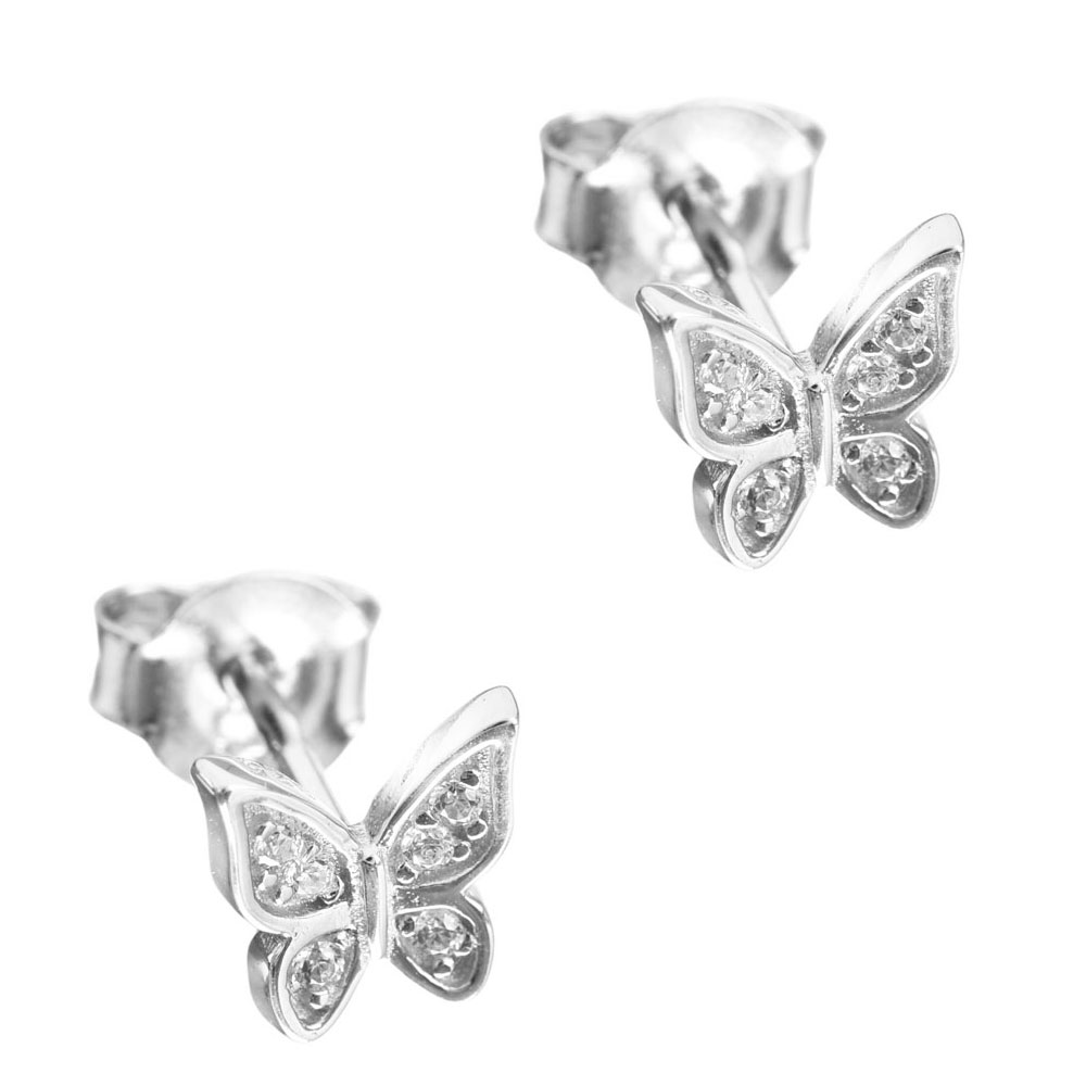 Σκουλαρίκια Ασήμι Πεταλούδα με zircon Gatsa SC009-1P
