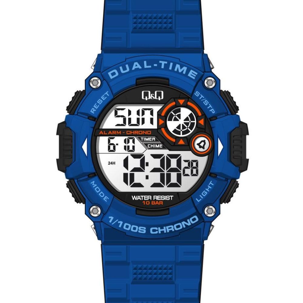 Ρολόι Ανδρικό με Χρονόμετρο Blue Rubber Q&Q Μ146