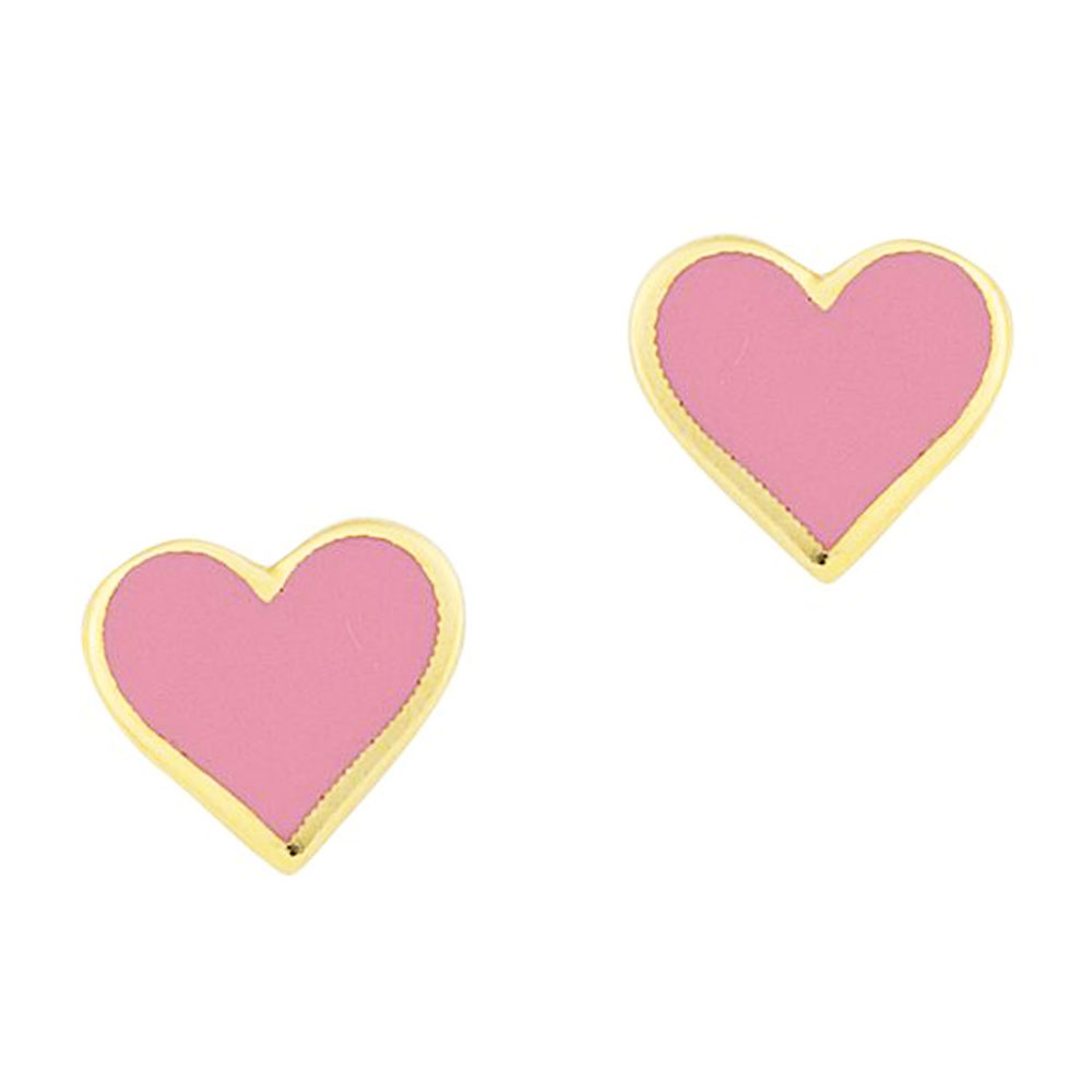 Σκουλαρίκια παιδικά καρδιές ροζ κ9 Al’oro 634a