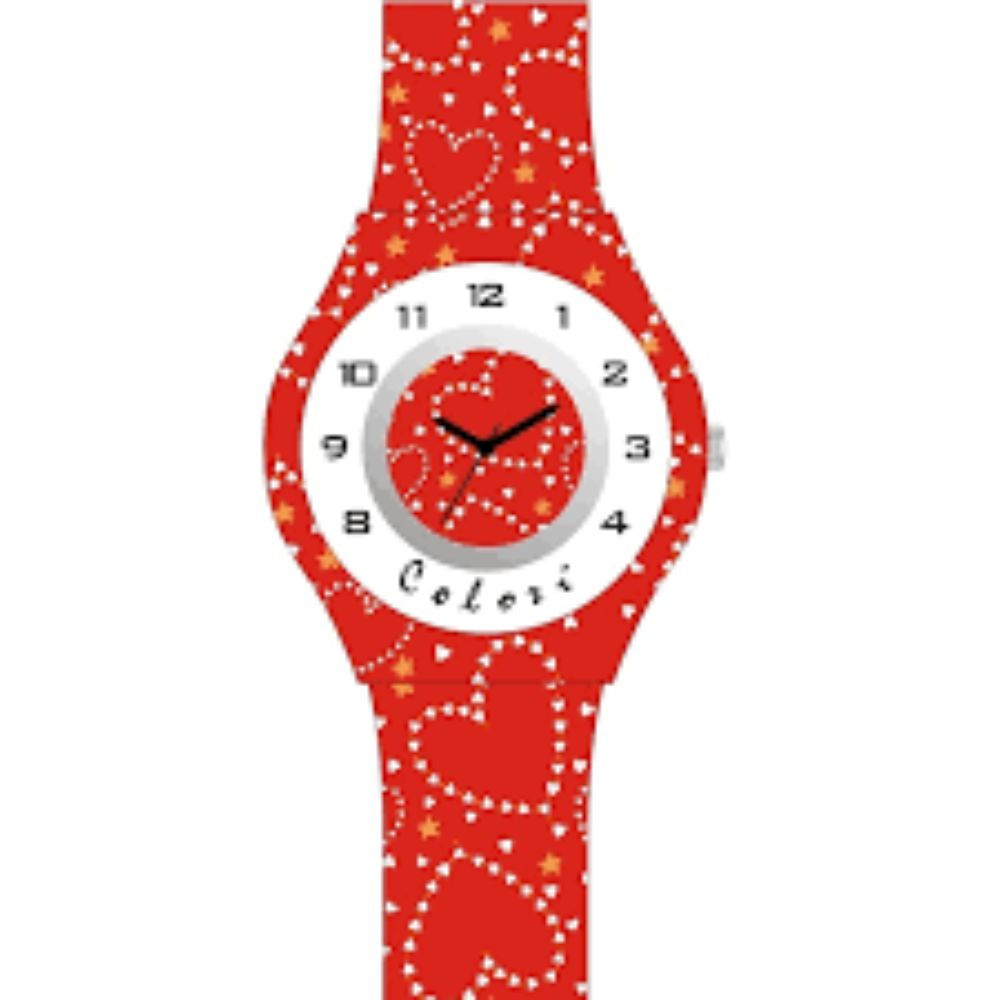 Ρολόι για Κορίτσι με Λουρί, Κόκκινο ,Colori , κωδ.CLK104