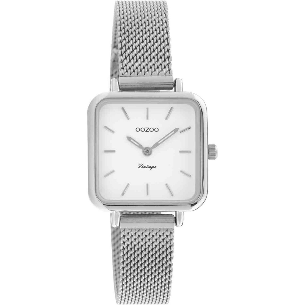 Oozoo Timepieces Ρολόι Γυναικείο Τετράγωνο με Ασημί Μεταλλικό Μπρασελέ C20261