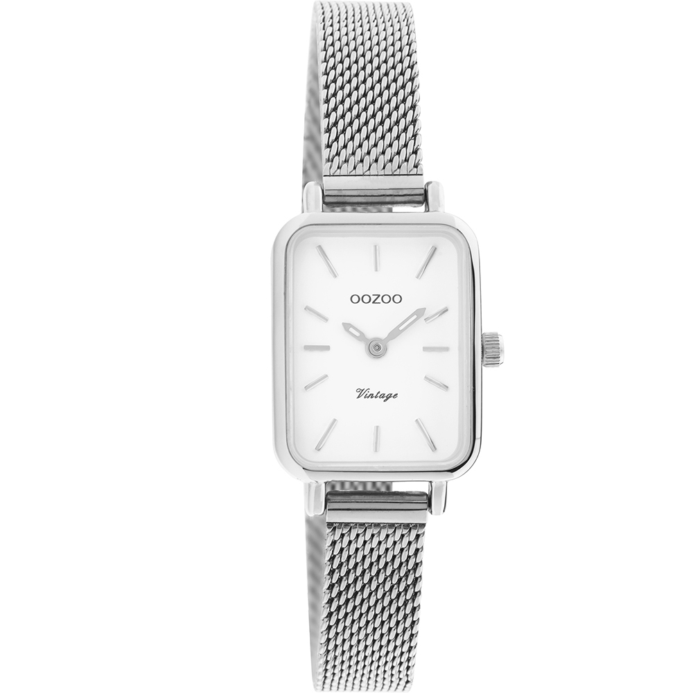 Ρολόι Γυναικείο Oozoo Timepieces  με Ασημί Μεταλλικό Μπρασελέ Ορθογώνιο C20266