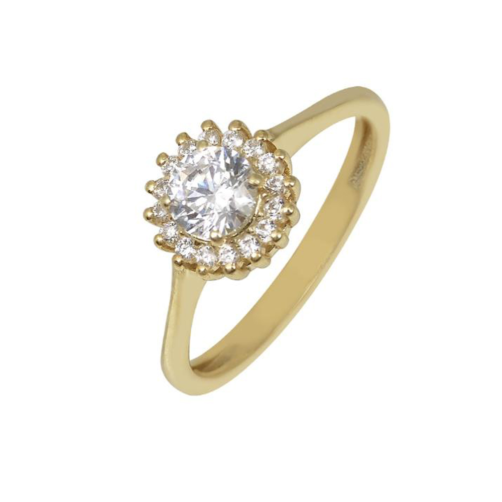 Δακτυλίδι Ροζέτα σε Κίτρινο Χρυσό κ14 Ν53 με άσπρο zircon Filva 23352