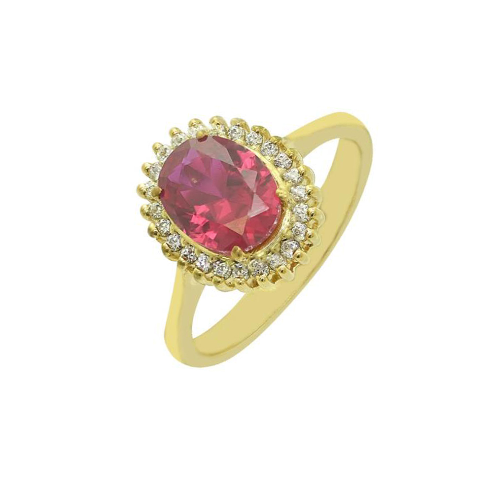 Δακτυλίδι Ροζέτα σε Κίτρινο Χρυσό κ14 με κόκκινο zircon Filva 23408