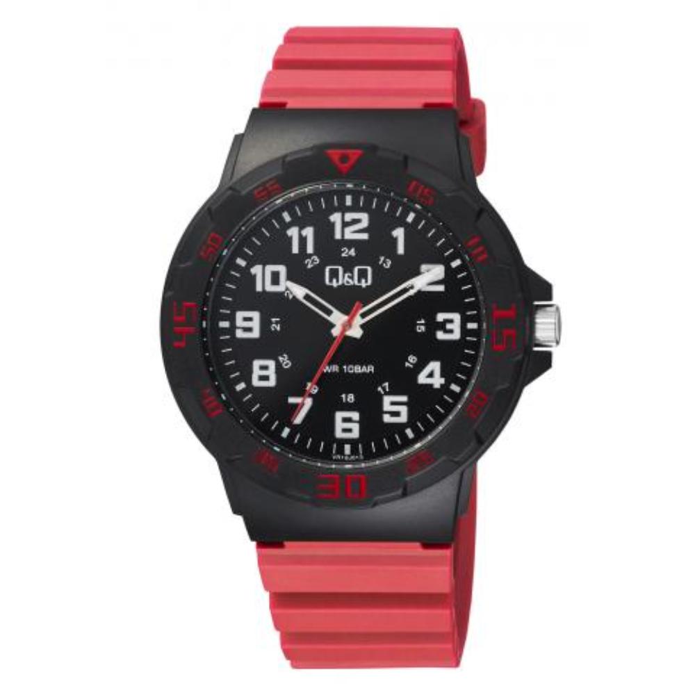 Ρολόι Ανδρικό Εφηβικό Red Strap Rubber 42mm Q&Q VR18J013Y