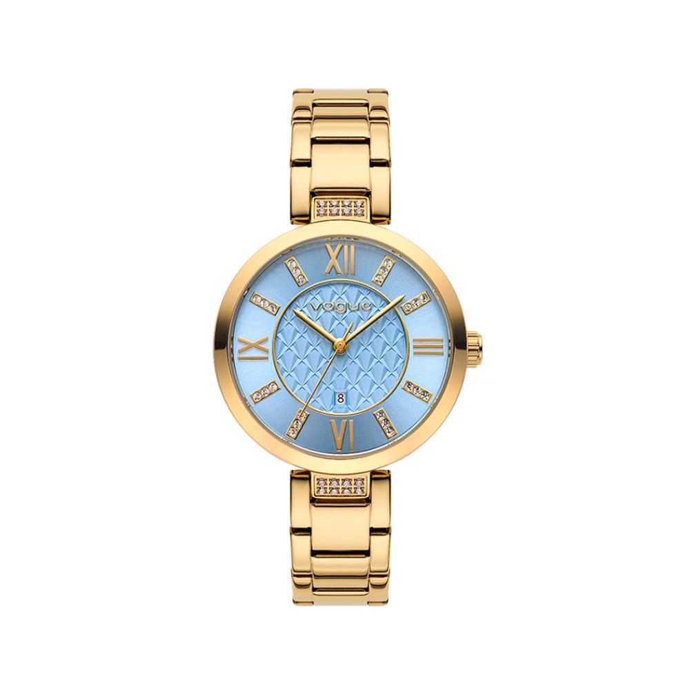 Ρολόι Γυναικείο Yellow Stailness Steel Bracelet της Vogue με γαλάζιο καντράν 2020613842