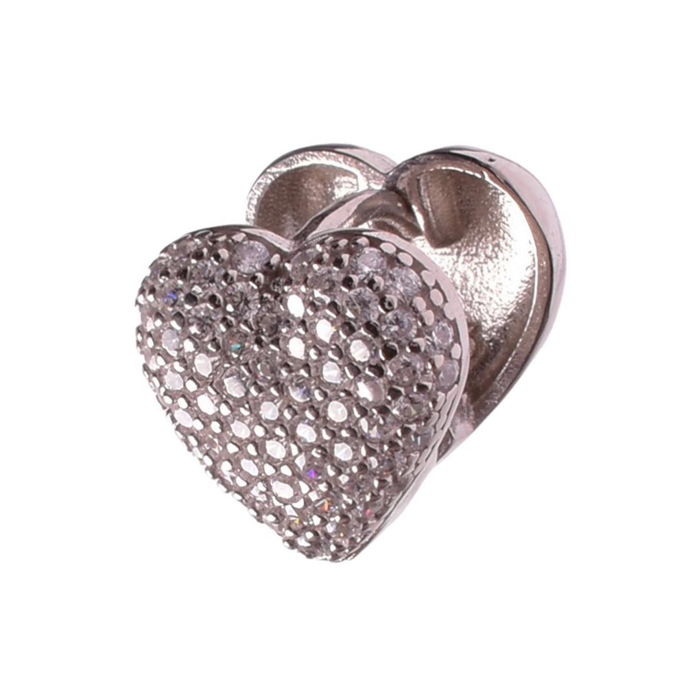 Σκουλαρίκια Ασήμι 925 Καρδιές με zircon και λουστρέ-διπλής όψεως-Gatsa SK159